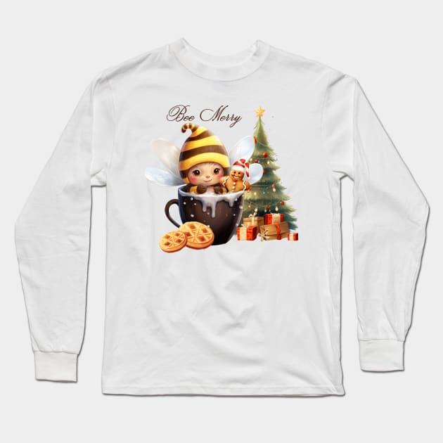 Funny Christmas Bee Quote Long Sleeve T-Shirt by Chromatic Fusion Studio